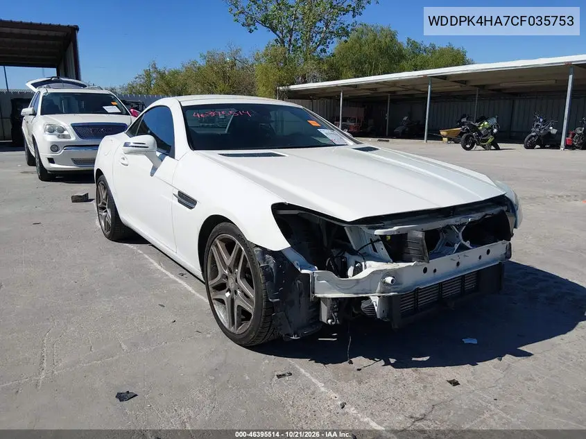 MERCEDES SLK-KLASSE 2012, VIN WDDPK4HA7CF035753