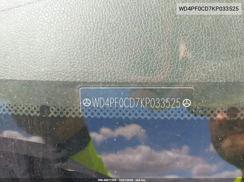 2019 MERCEDES SPRINTER VIN WD4PF0CD7KP033525 — фото 9