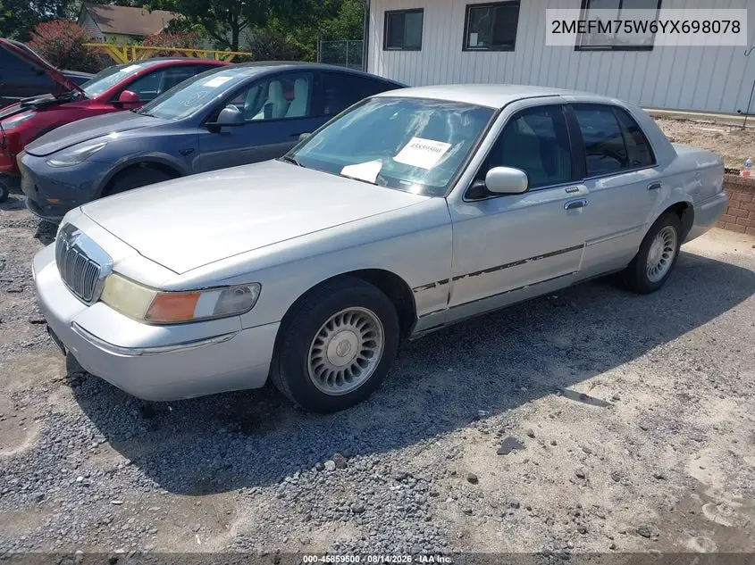 2000 MERCURY GRAND MARQUIS VIN 2MEFM75W6YX698078 — фото 2