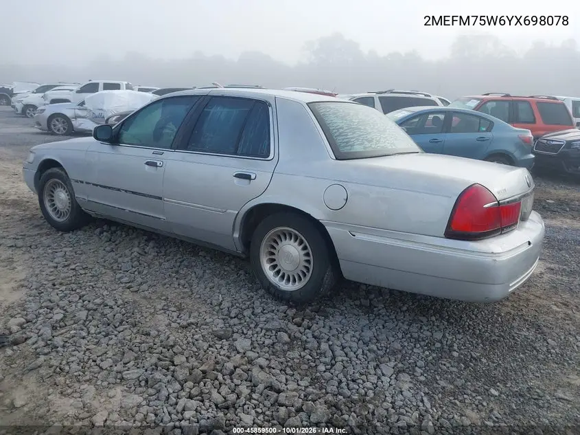 2000 MERCURY GRAND MARQUIS VIN 2MEFM75W6YX698078 — фото 3