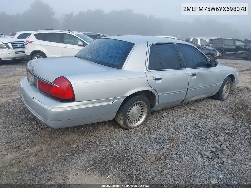 2000 MERCURY GRAND MARQUIS VIN 2MEFM75W6YX698078 — фото 4