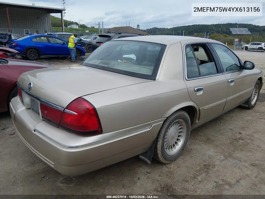 2000 MERCURY GRAND MARQUIS VIN 2MEFM75W4YX613156 — фото 4