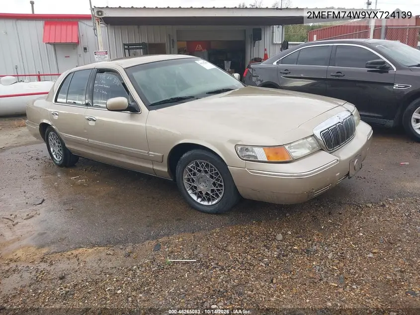 MERCURY GRAND MARQUIS 2000, VIN 2MEFM74W9YX724139