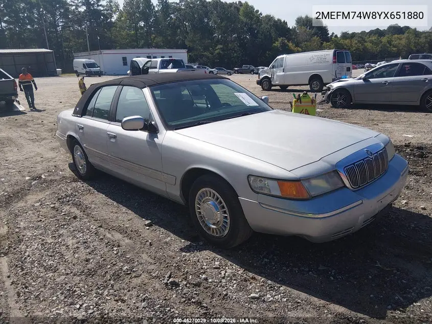 MERCURY GRAND MARQUIS 2000, VIN 2MEFM74W8YX651880