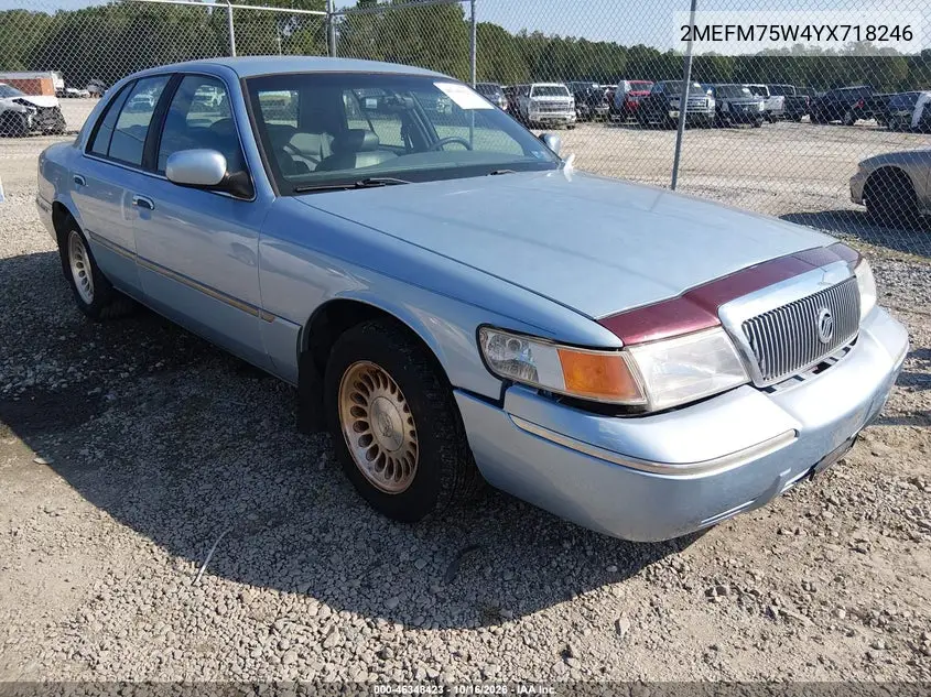 MERCURY GRAND MARQUIS 2000, VIN 2MEFM75W4YX718246