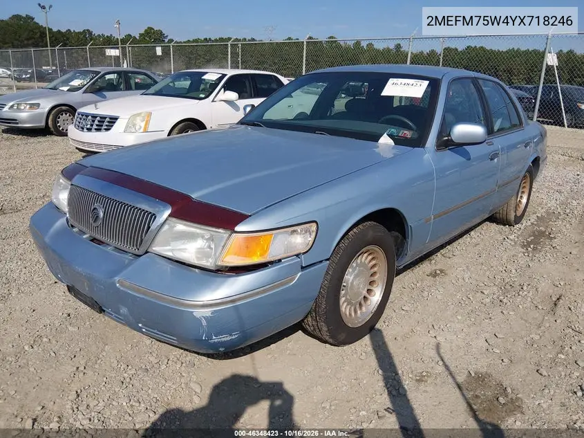 2000 MERCURY GRAND MARQUIS VIN 2MEFM75W4YX718246 — фото 2