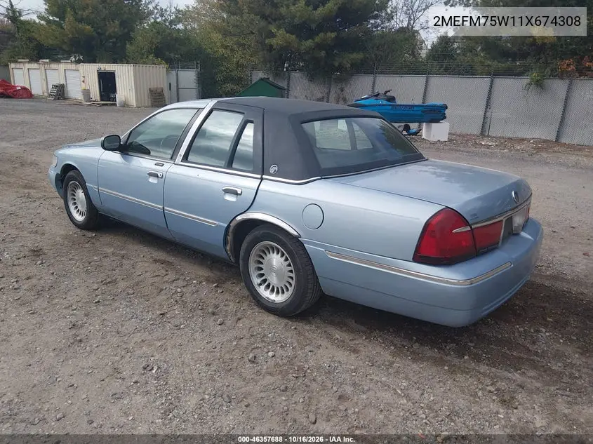 2001 MERCURY GRAND MARQUIS VIN 2MEFM75W11X674308 — фото 3
