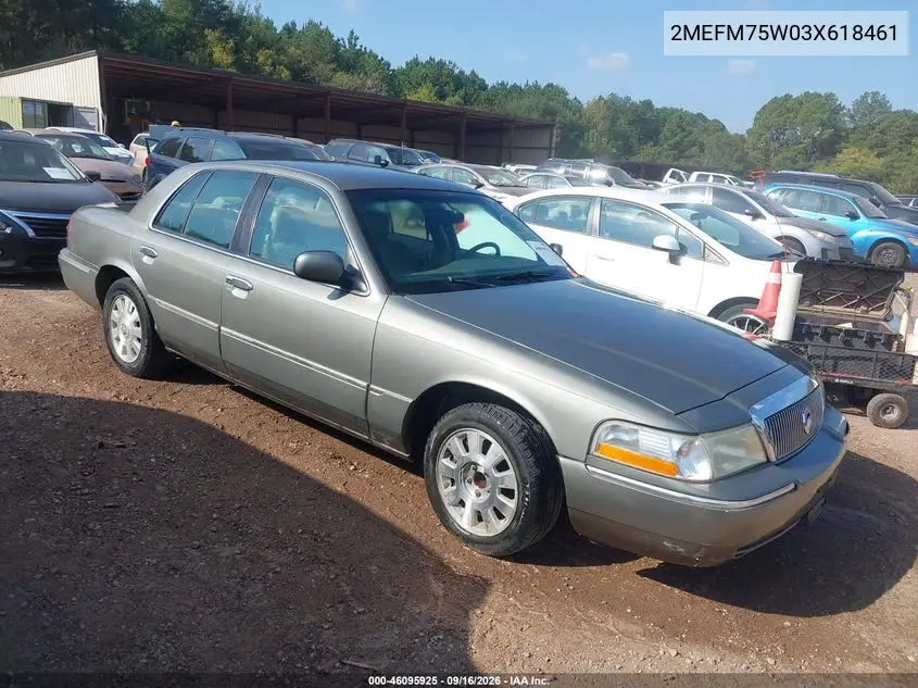 MERCURY GRAND MARQUIS 2003, VIN 2MEFM75W03X618461