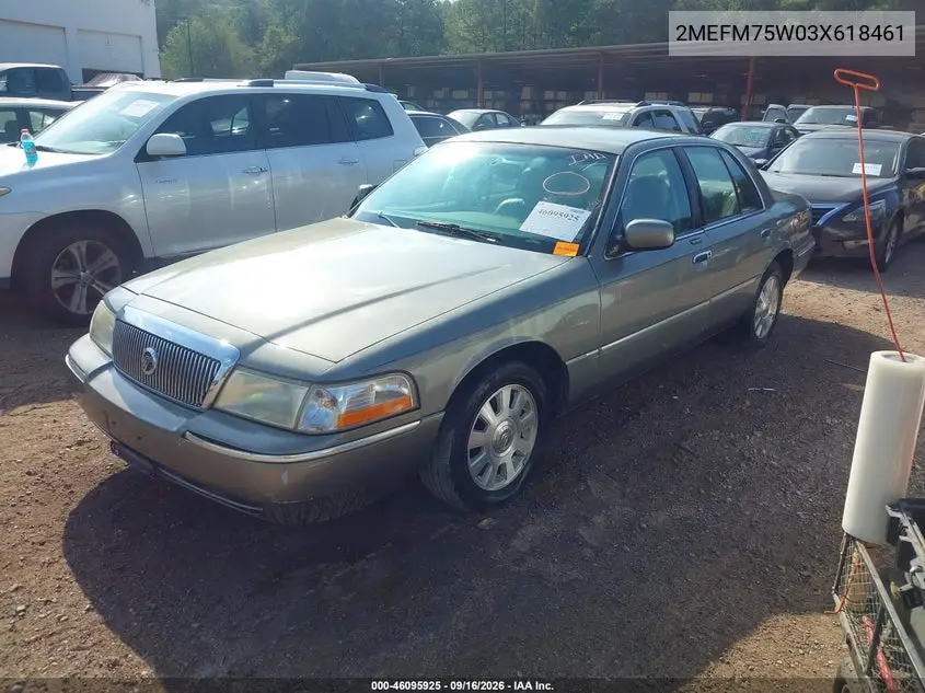2003 MERCURY GRAND MARQUIS VIN 2MEFM75W03X618461 — фото 2