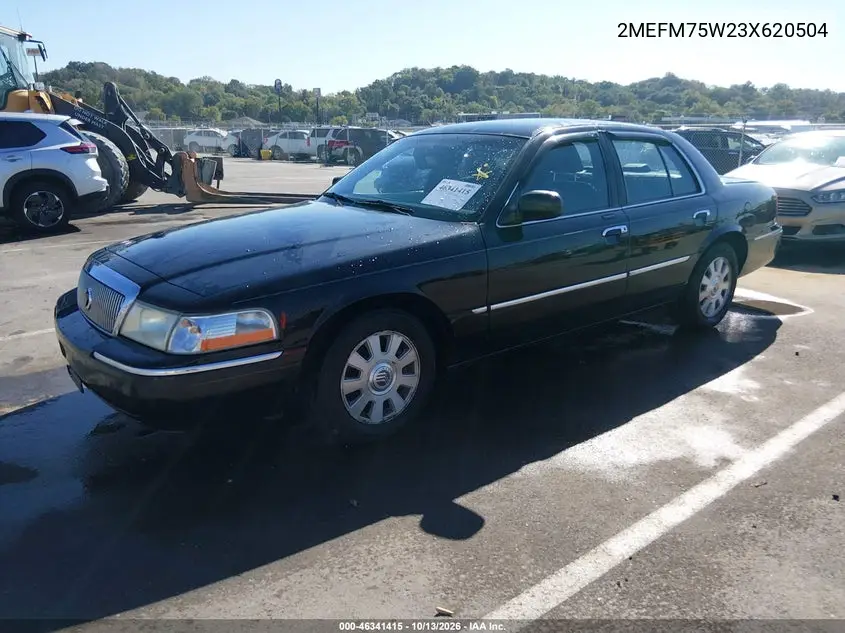 2003 MERCURY GRAND MARQUIS VIN 2MEFM75W23X620504 — фото 2