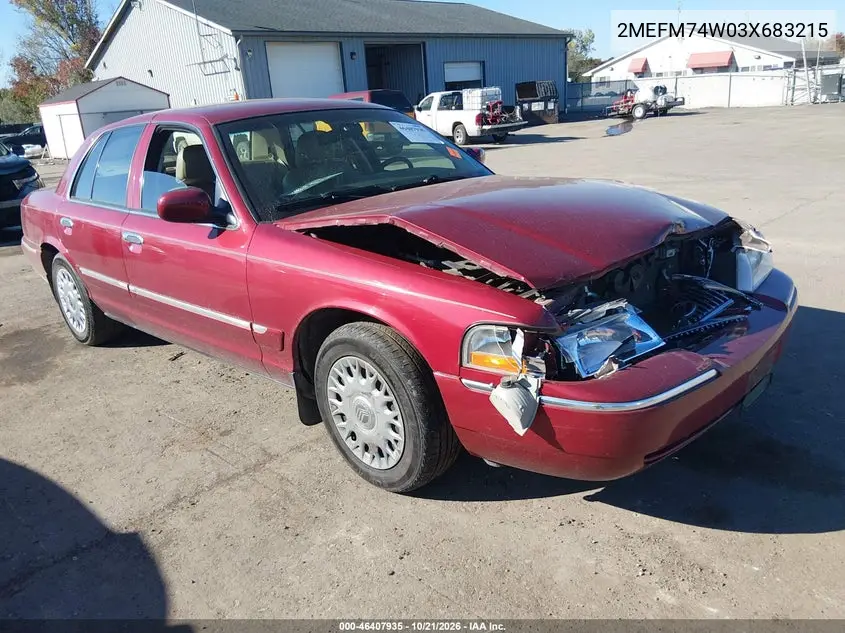 MERCURY GRAND MARQUIS 2003, VIN 2MEFM74W03X683215