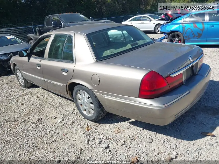 2005 MERCURY GRAND MARQUIS VIN 2MEFM75W95X636346 — фото 3