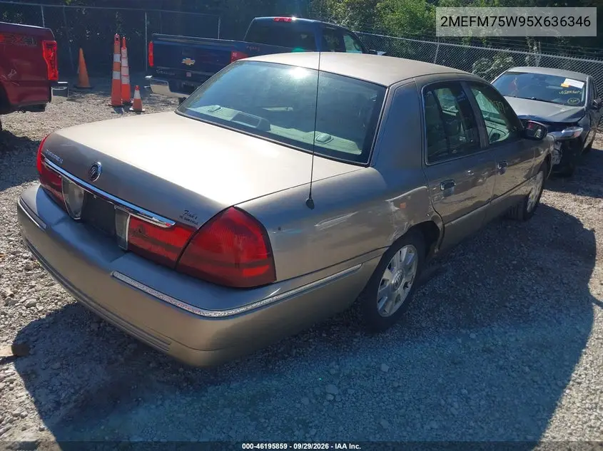 2005 MERCURY GRAND MARQUIS VIN 2MEFM75W95X636346 — фото 4