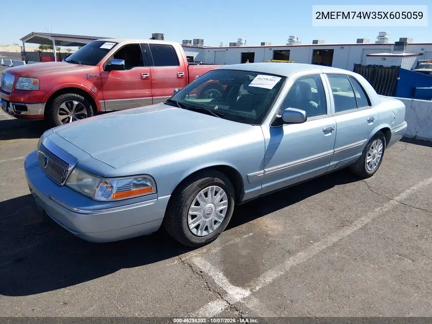 2005 MERCURY GRAND MARQUIS VIN 2MEFM74W35X605059 — фото 2