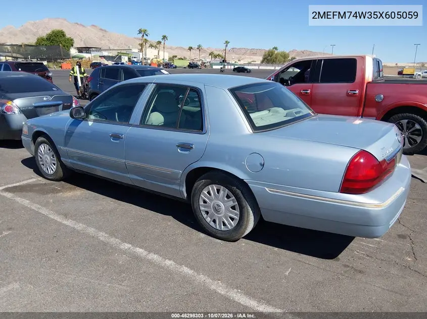 2005 MERCURY GRAND MARQUIS VIN 2MEFM74W35X605059 — фото 3