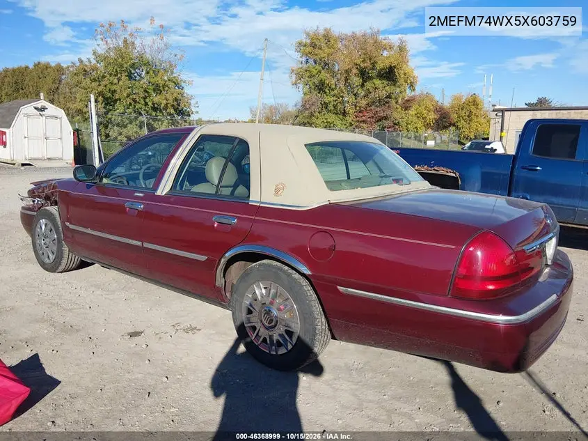 2005 MERCURY GRAND MARQUIS VIN 2MEFM74WX5X603759 — фото 3