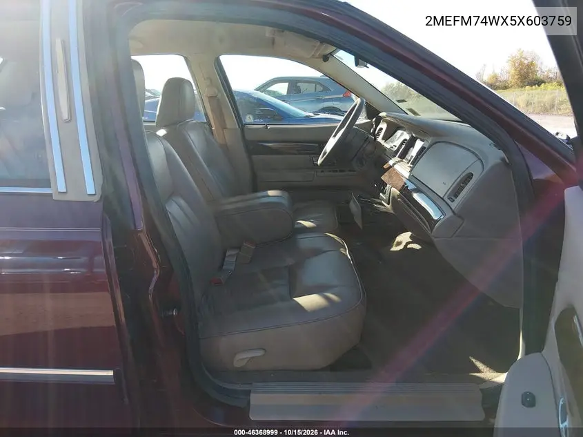 2005 MERCURY GRAND MARQUIS VIN 2MEFM74WX5X603759 — фото 5