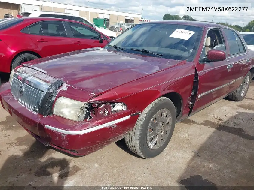 2008 MERCURY GRAND MARQUIS VIN 2MEFM74V58X622277 — фото 2