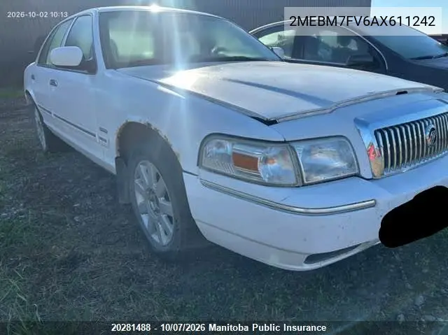 MERCURY GRAND MARQUIS 2010, VIN 2MEBM7FV6AX611242