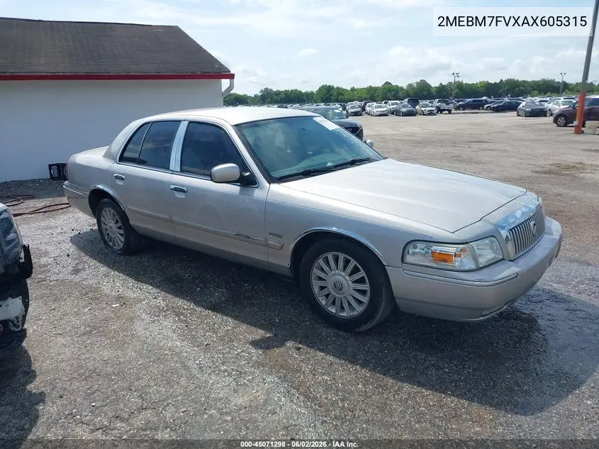 MERCURY GRAND MARQUIS 2010, VIN 2MEBM7FVXAX605315