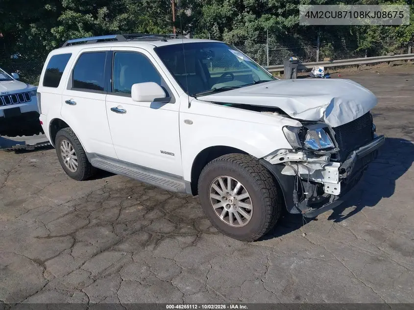 MERCURY MARINER 2008, VIN 4M2CU87108KJ08675