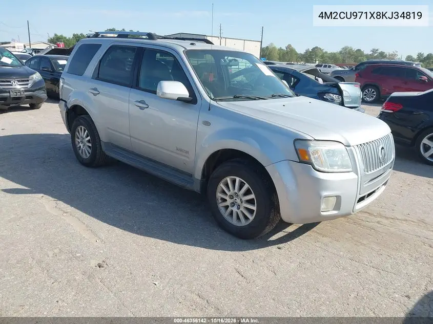MERCURY MARINER 2008, VIN 4M2CU971X8KJ34819
