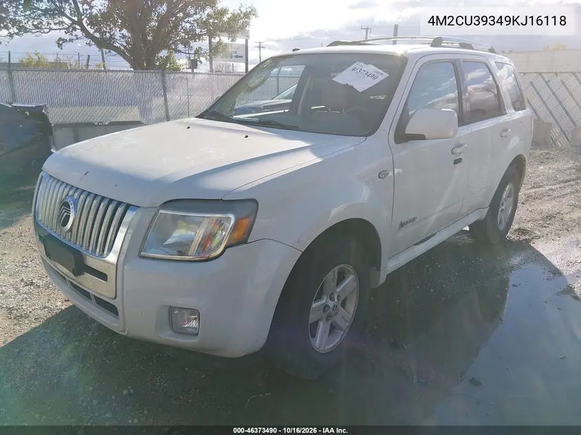2009 MERCURY MARINER VIN 4M2CU39349KJ16118 — фото 2