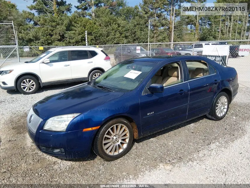 2007 MERCURY MILAN VIN 3MEHM08ZX7R620115 — фото 2