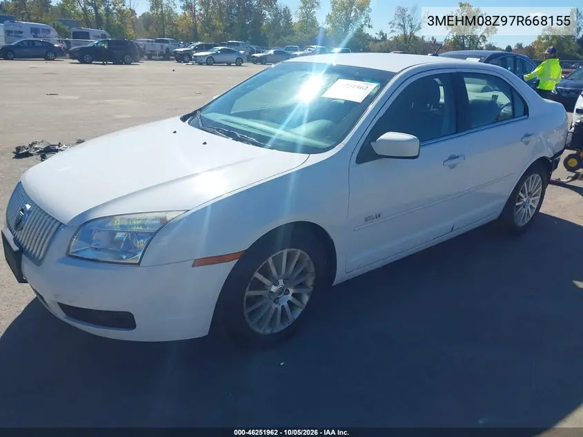 2007 MERCURY MILAN VIN 3MEHM08Z97R668155 — фото 2
