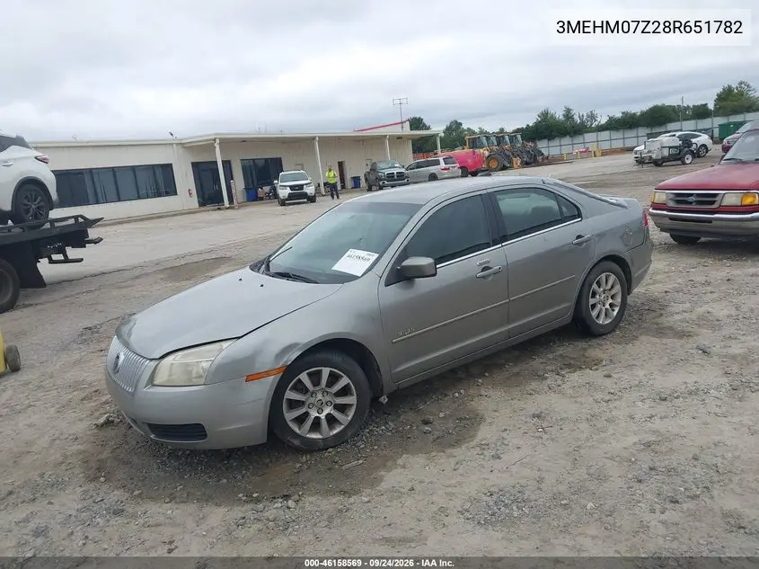 2008 MERCURY MILAN VIN 3MEHM07Z28R651782 — фото 2