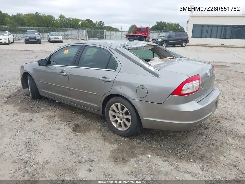 2008 MERCURY MILAN VIN 3MEHM07Z28R651782 — фото 3