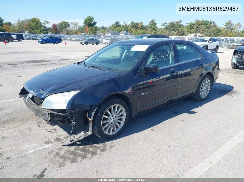 2008 MERCURY MILAN VIN 3MEHM081X8R629487 — фото 2