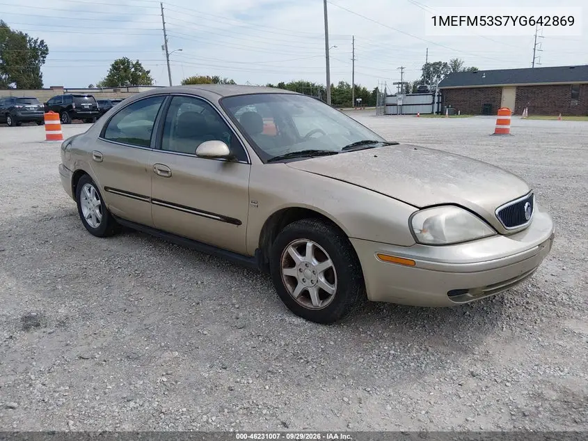 MERCURY SABLE 2000, VIN 1MEFM53S7YG642869