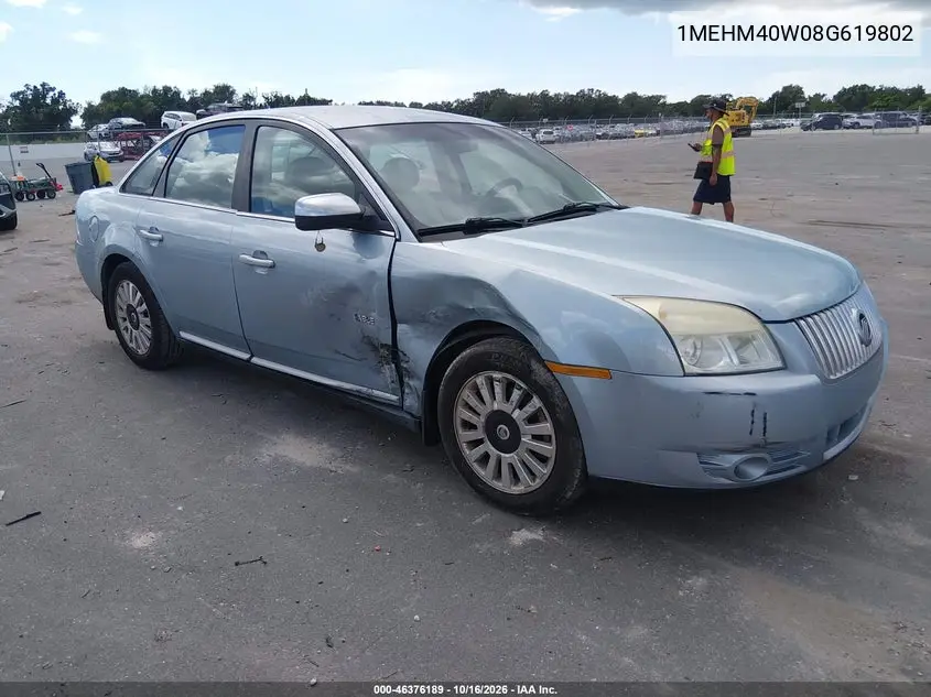 MERCURY SABLE 2008, VIN 1MEHM40W08G619802