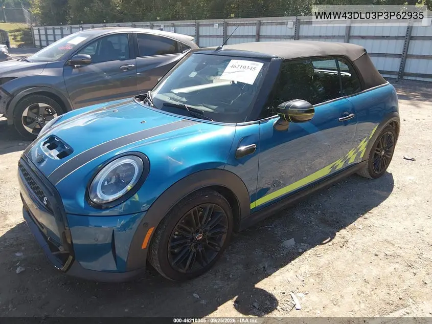 2023 MINI CONVERTIBLE VIN WMW43DL03P3P62935 — фото 2