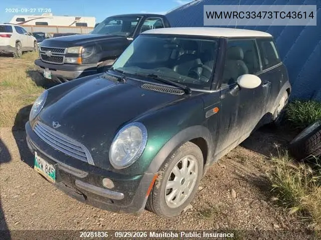 2003 MINI COOPER VIN WMWRC33473TC43614 — фото 2