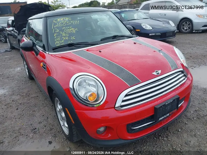 MINI COOPER 2012, VIN WMWSU3C57CT367998