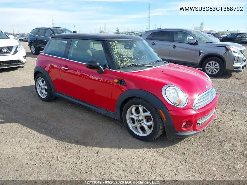 MINI COOPER 2012, VIN WMWSU3C53CT368792