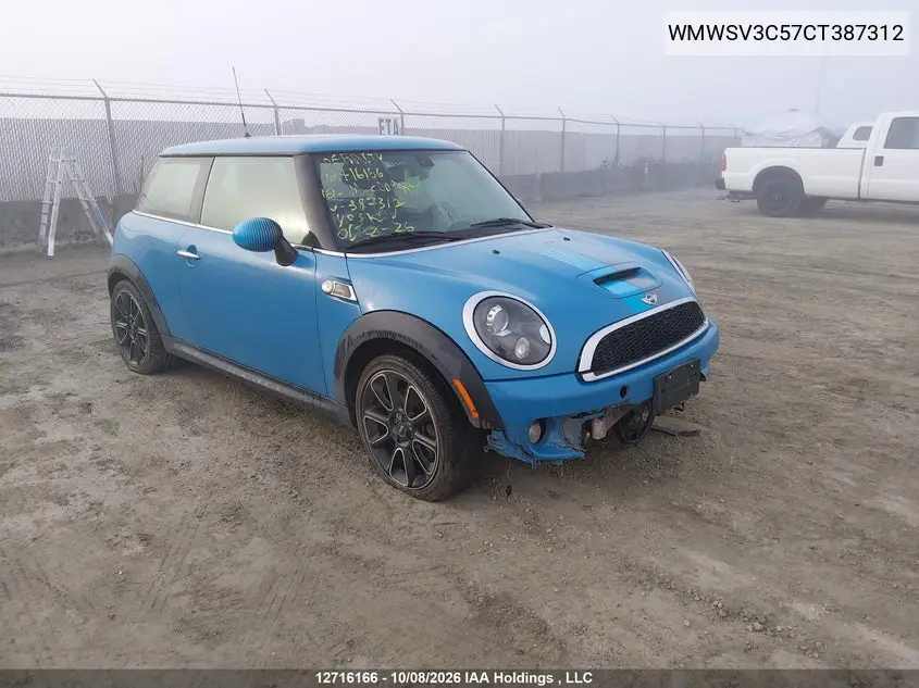 MINI COOPER 2012, VIN WMWSV3C57CT387312