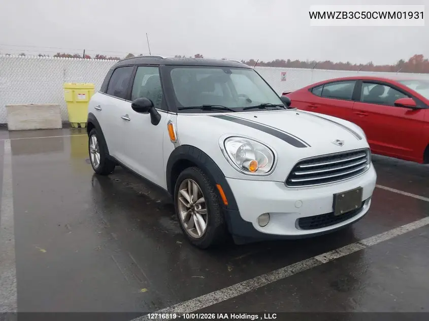 MINI COUNTRYMAN 2012, VIN WMWZB3C50CWM01931