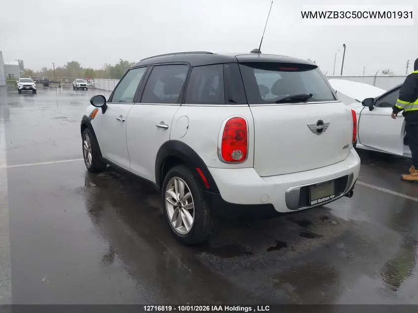 2012 MINI COUNTRYMAN VIN WMWZB3C50CWM01931 — фото 3