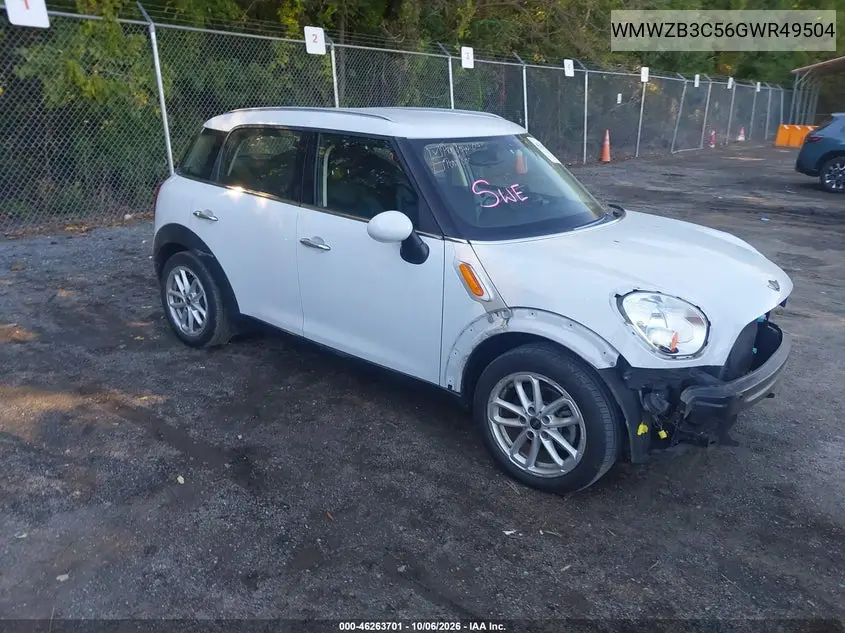 MINI COUNTRYMAN 2016, VIN WMWZB3C56GWR49504