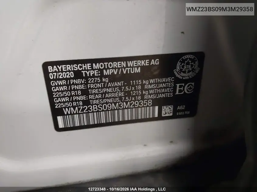 2021 MINI COUNTRYMAN VIN WMZ23BS09M3M29358 — фото 9