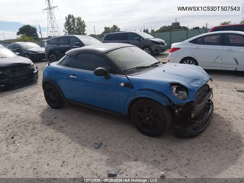 MINI COUPE 2013, VIN WMWSX1C53DT507543