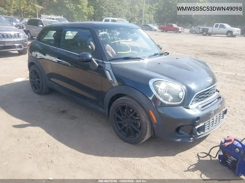MINI PACEMAN 2013, VIN WMWSS5C53DWN49098