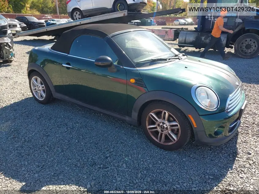 MINI ROADSTER 2013, VIN WMWSY1C53DT429326