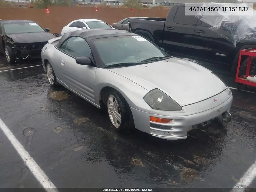 MITSUBISHI ECLIPSE 2001, VIN 4A3AE45G11E151837