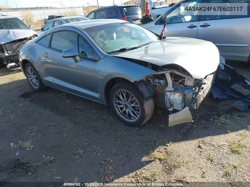 MITSUBISHI ECLIPSE 2007, VIN 4A3AK24F67E603117