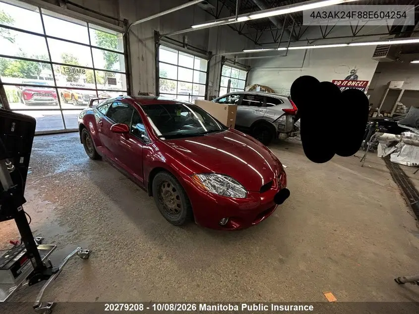 MITSUBISHI ECLIPSE 2008, VIN 4A3AK24F88E604254