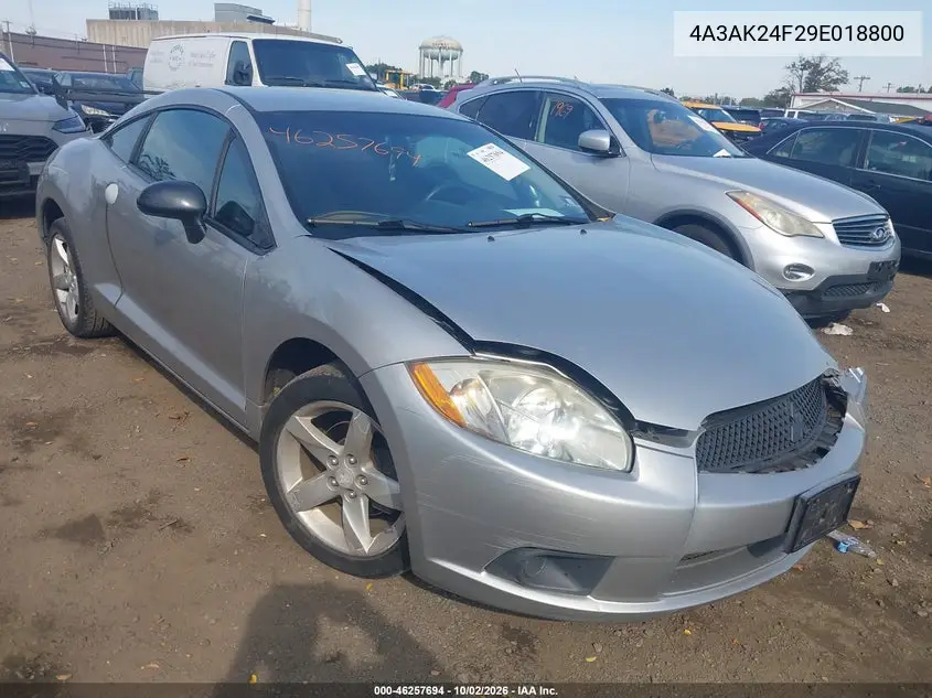 MITSUBISHI ECLIPSE 2009, VIN 4A3AK24F29E018800